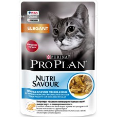 PRO PLAN  Корм влажный Pro Plan Nutri Savour Elegant для кошек с чувствительной кожей с треской в соусе