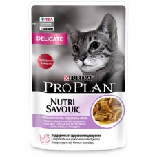 PRO PLAN  Корм влажный Pro Plan Nutri Savour Delicate для кошек с чувствительным пищеварением с индейкой в соусе