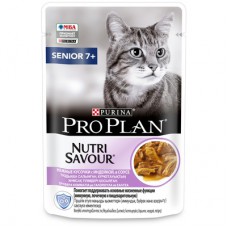 Pro Plan консервы Nutri Savour для взрослых кошек старше 7 лет, нежные кусочки с индейкой, в соусе