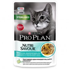 PRO PLAN  Корм влажный Pro Plan Nutri Savour для взрослых стерилизованных кошек и кастрированных котов с океанической рыбой в соусе