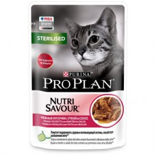 PRO PLAN  Корм влажный Pro Plan Nutri Savour для взрослых стерилизованных кошек и кастрированных котов с уткой в соусе
