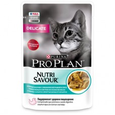 PRO PLAN  Корм влажный Pro Plan Nutri Savour Delicate для кошек с чувствительным пищеварением, океаническая рыба в соусе